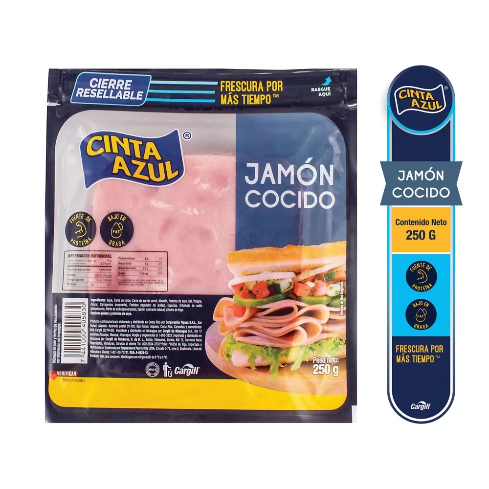 Jamón Cinta Azul Cocido - 250 g