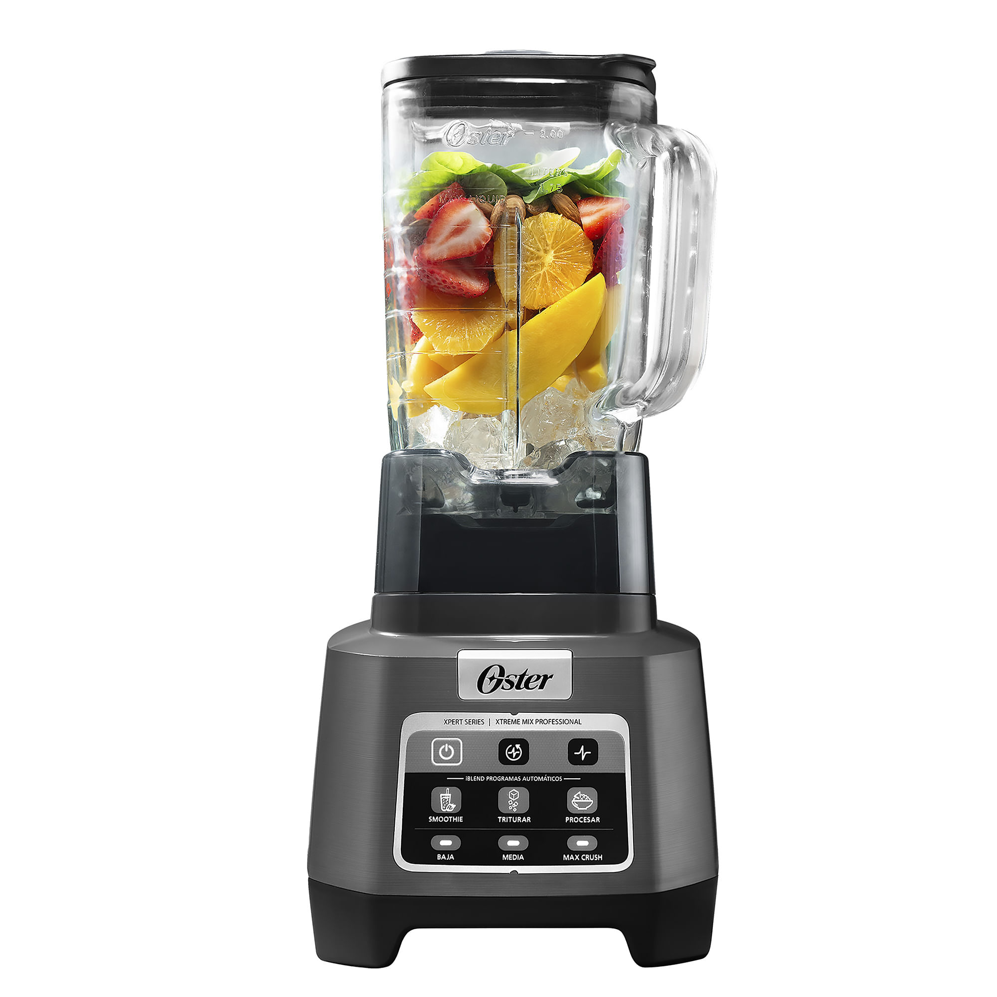 Licuadora Oster Profesional, XTREME MIX, Motor de 1500 W, Tecnología Reversible, Vaso de Vidrio 2 L Gris, BLSTXPG-BW