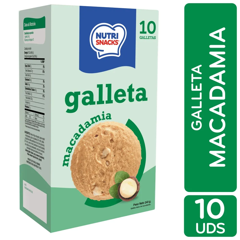 Galletas Nutrisnacks Macadamia 10 Uds - 240 g