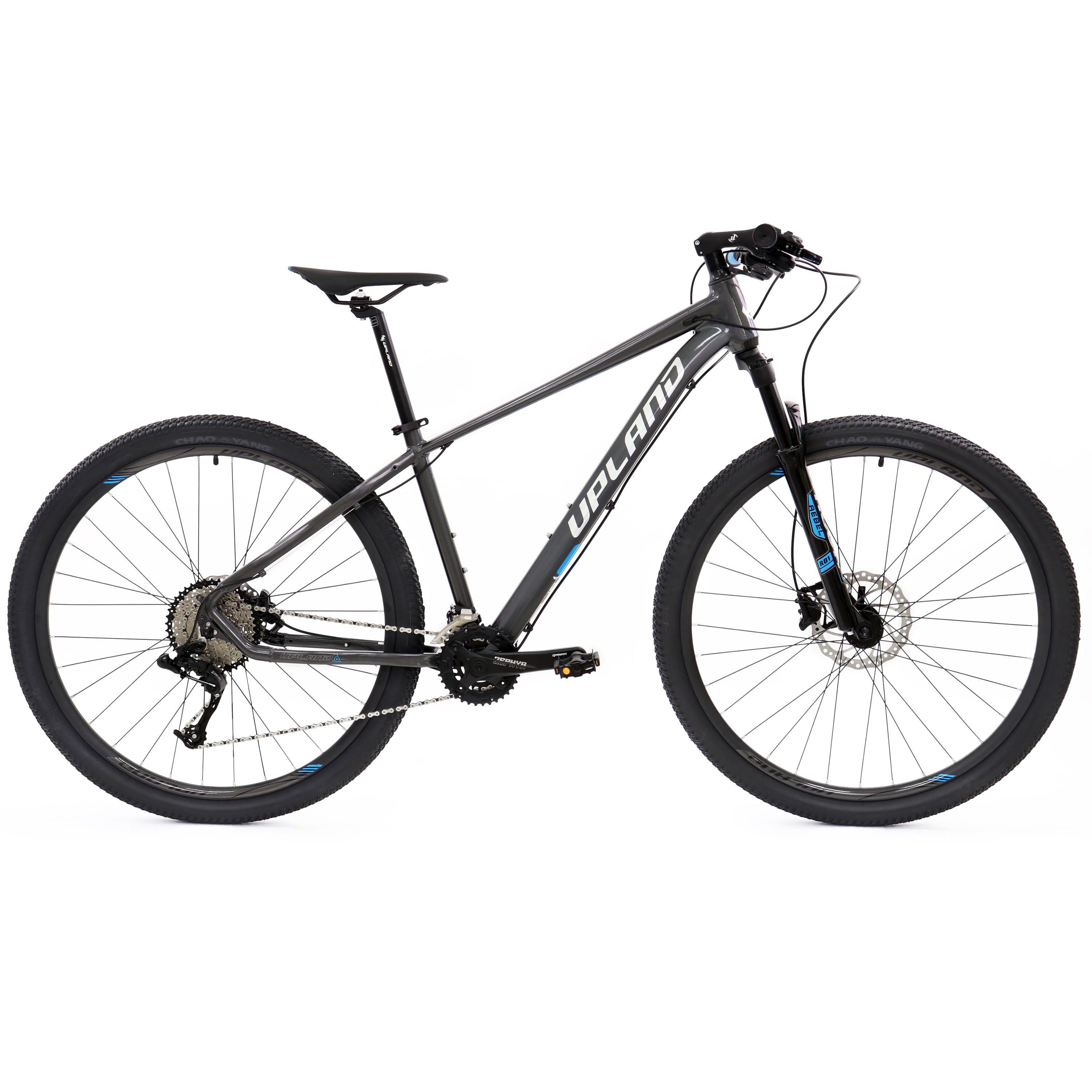 Bicicleta 29 MTB UPLAND Reaktor Gris Perla con Azul 10 Velocidades con Bloqueo