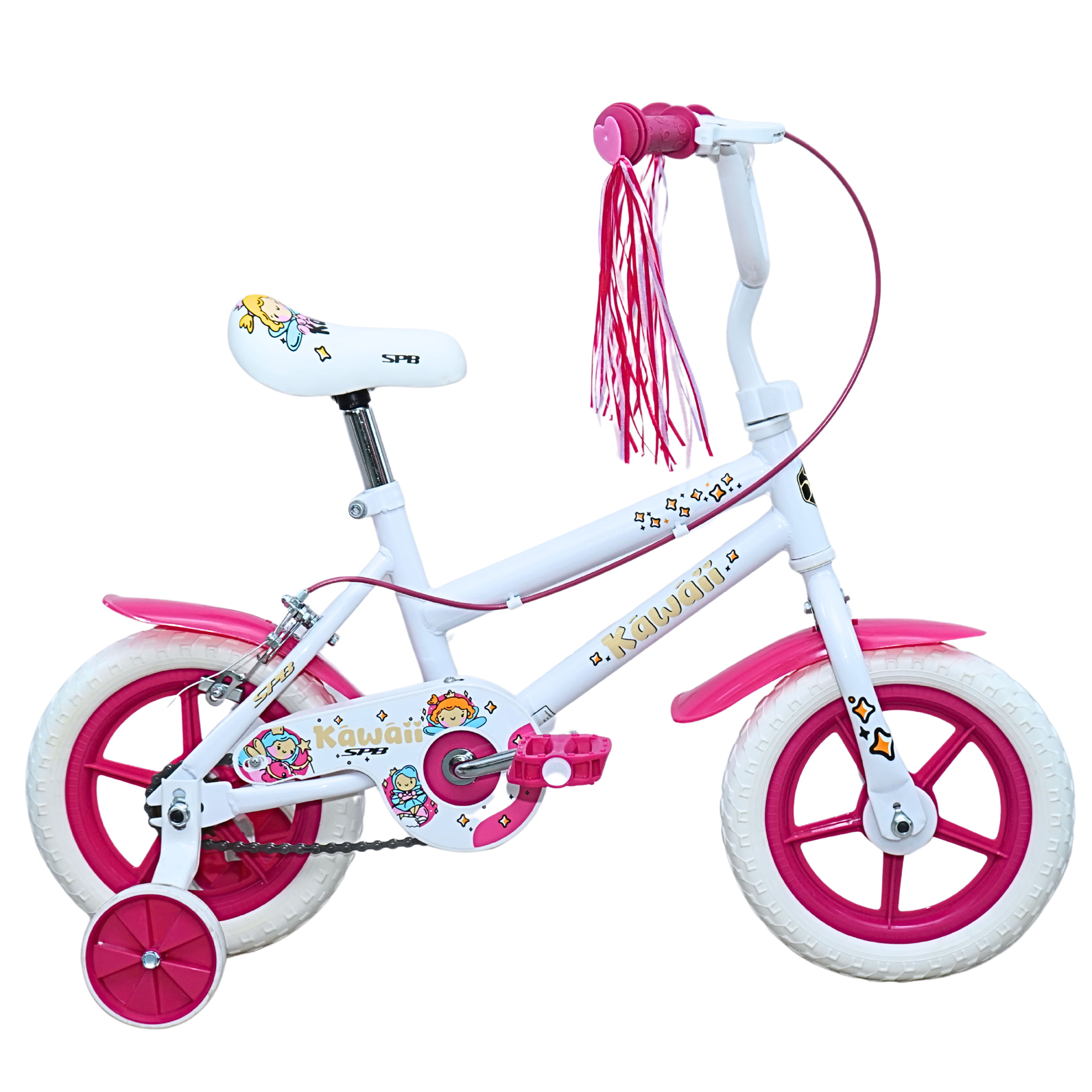 Bicicleta SUPER PRO 12 Infantil Blanco con Fucsia