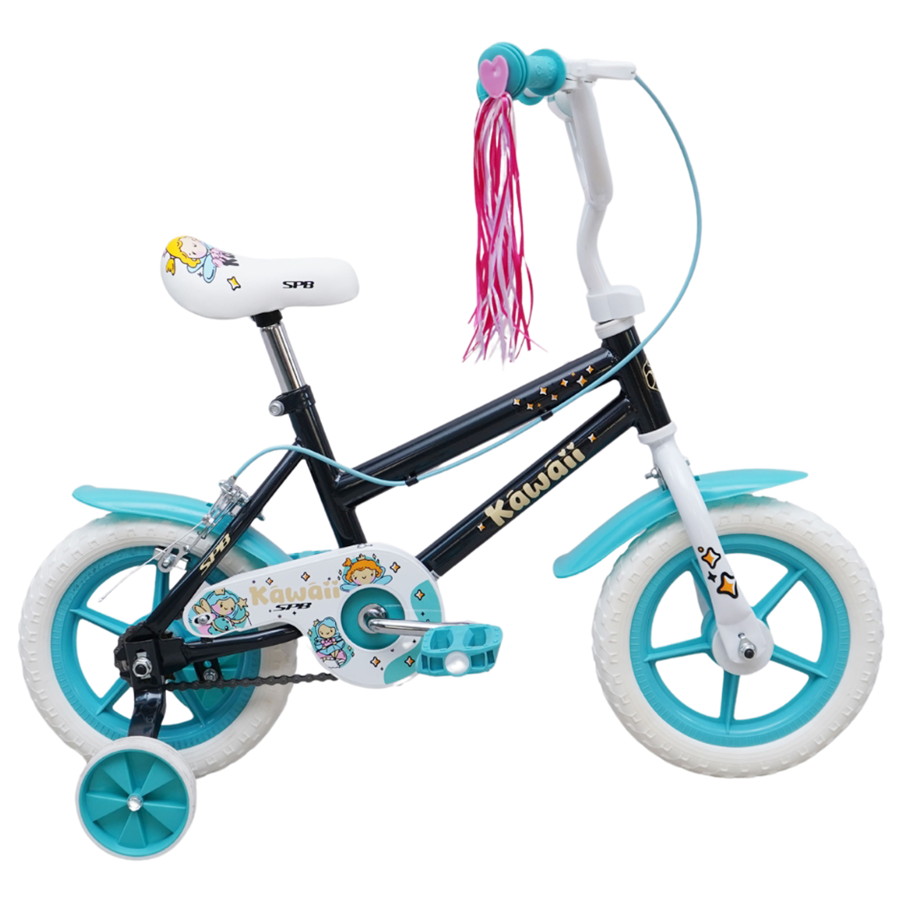 Bicicleta SUPER PRO 12 Infantil Negro con Menta
