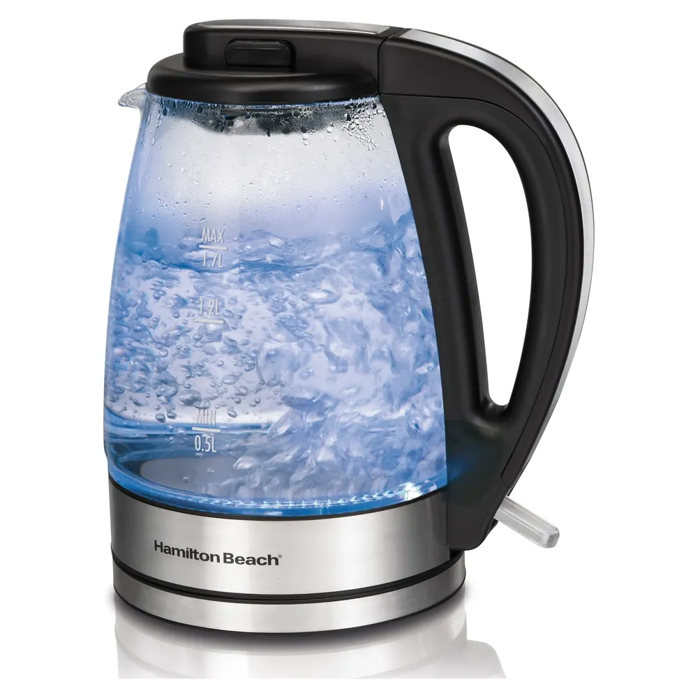 Hamilton Beach Hervidor de agua jarra de vidrio capacidad 1.7 L