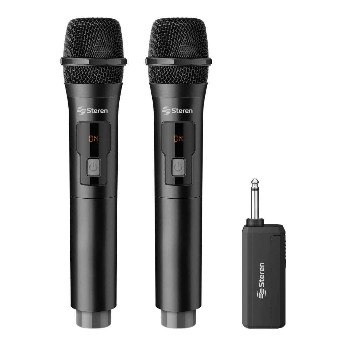 Micrófonos Steren sistema de 2 micrófonos inalámbricos y receptor con baterí­a recargable MIC-288R