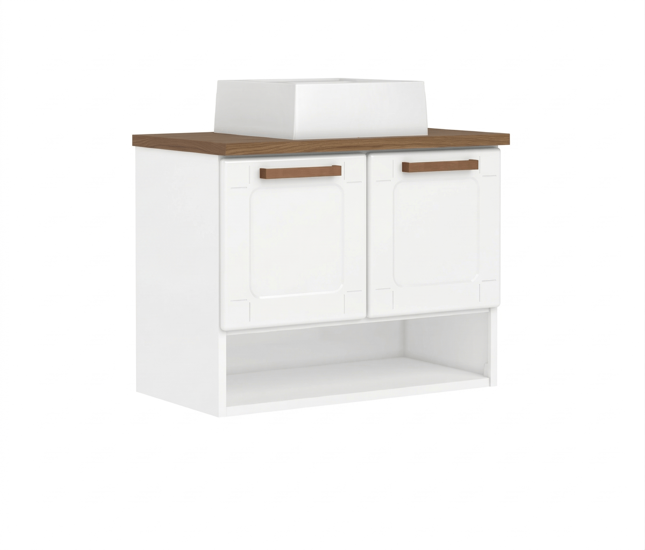 Mueble de acero para baño Bertolini modelo natura lavatorio aereo con sobre y nicho