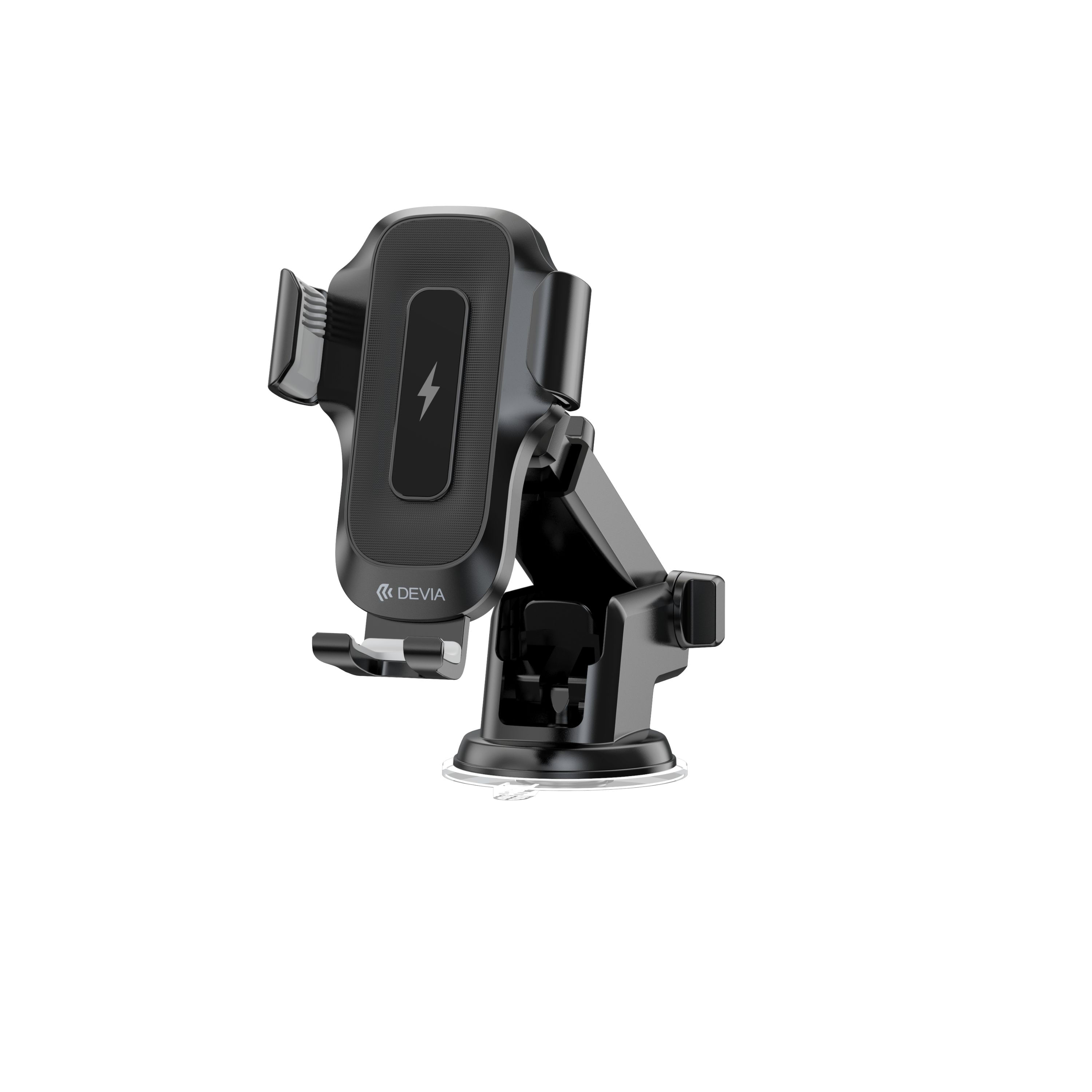Holder para carro DEVIA carga rapida inalámbrica Qi de hasta 15 W y sujeción automática, compatible con Apple y Android