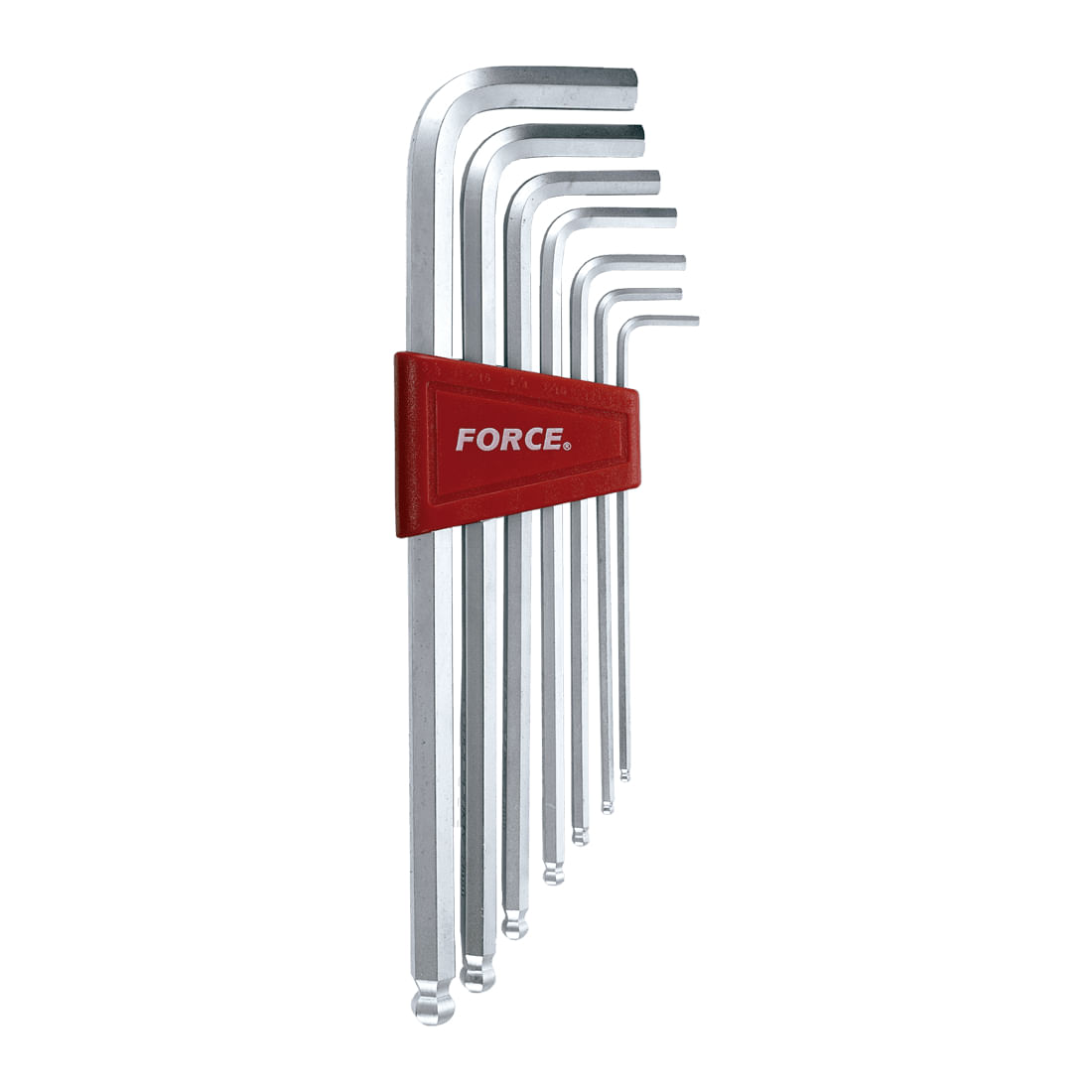 Juego 7 llaves allen largas con bola hex. 3/32"-3/8" FORCE