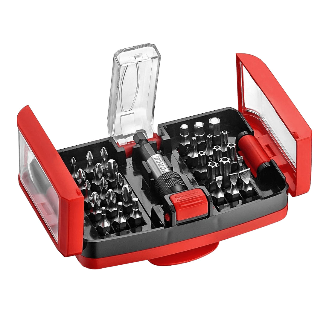 Juego de 31 puntas phillips, ranurado, allen, torx y torx c/guía FORCE