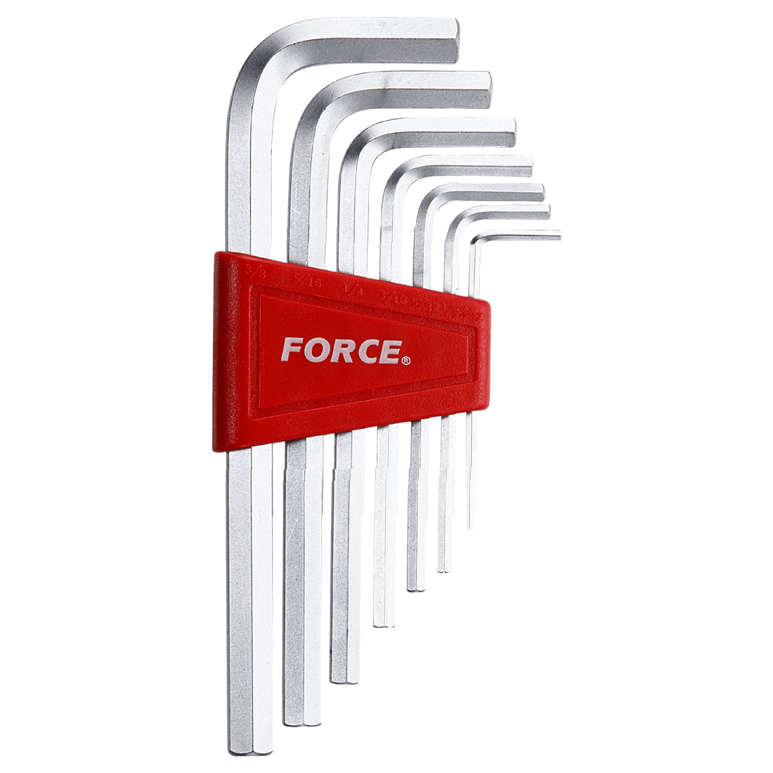 Juego de 7 llaves allen con abrazadera 3/32, 1/8, 5/32, 3/16, 1/4, 5/16, 3/8" FORCE