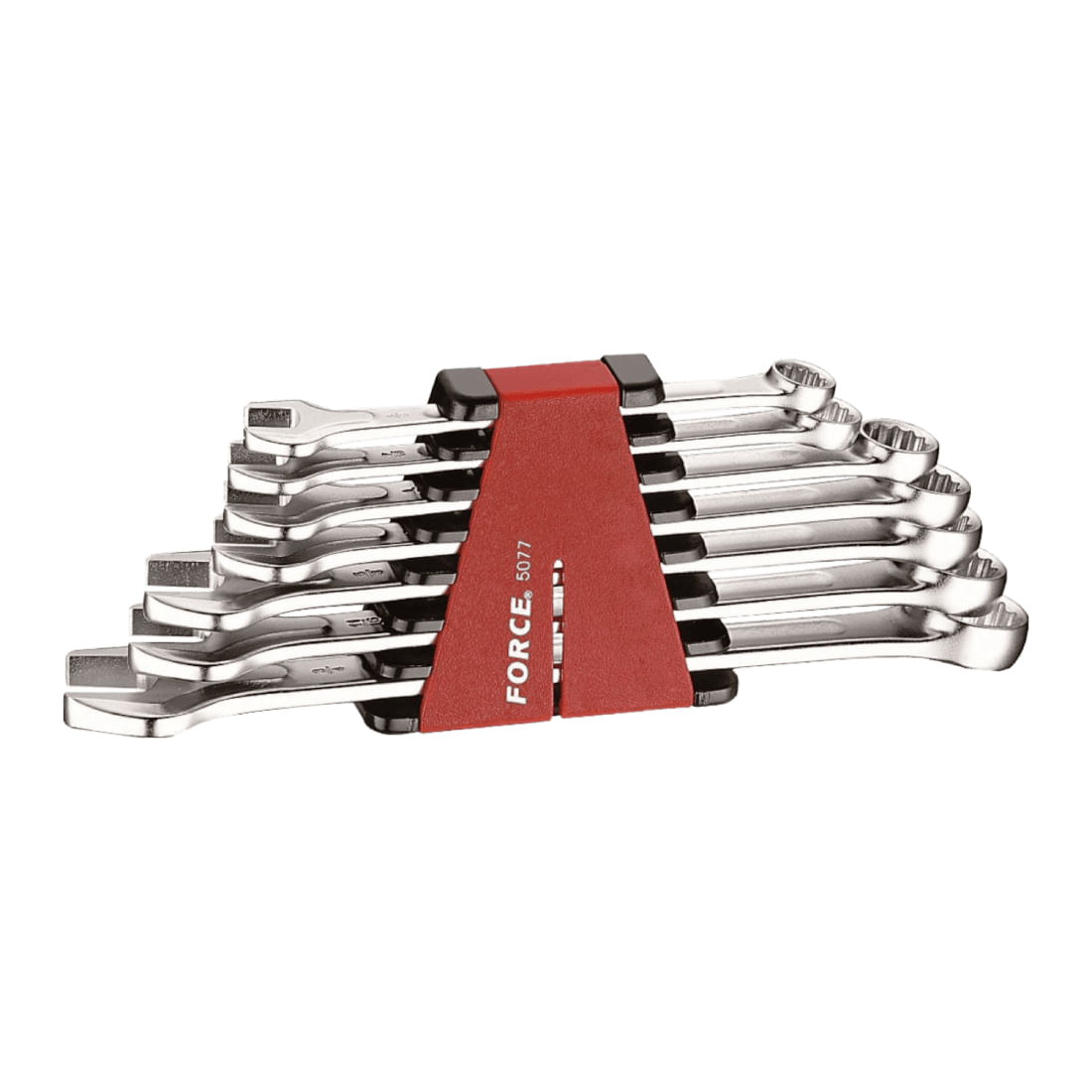 Juego de 7 llaves combinadas en abrazadera roja 10,12,13,14,17,19,21mm FORCE