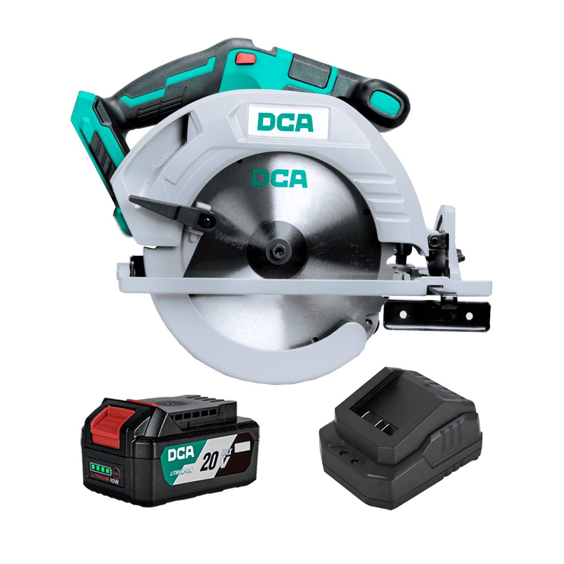 Sierra circular bat 20v 185mm (7-1/4") sin carbones + 1 bat 4ah y carg DCA