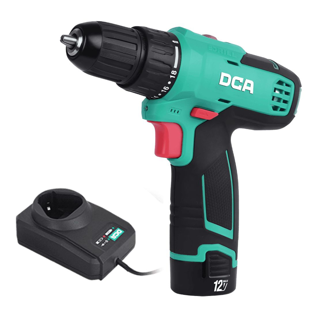 Taladro atornillador bateria 12v 10mm (3/8") 35nm 150w + 1 bat 2ah y cargador DCA