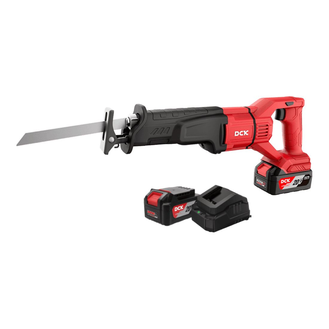 Sierra sable 28mm bateria 20v 3300rpm 500w sin carbones + 2 bat 4ah y cargador DCK