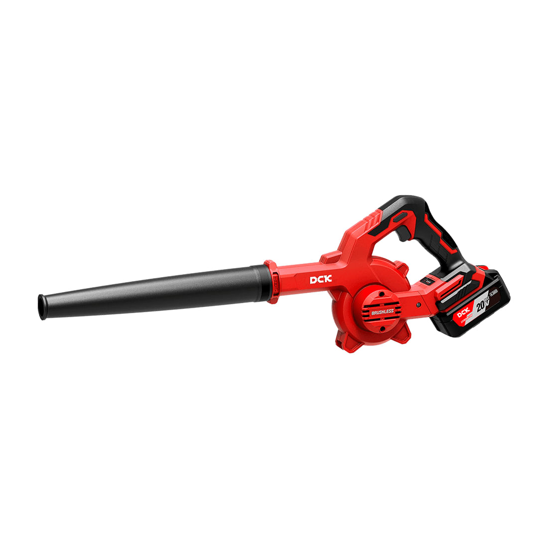 Sopladora a bateria 20v 67-110cfm (1.9-3.11m3/min) 380w sin carbones + 2 bat 4ah y cargador DCK