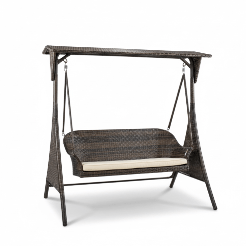 Columpio Bali ubud doble lovely base hierro café mixto cojines beige