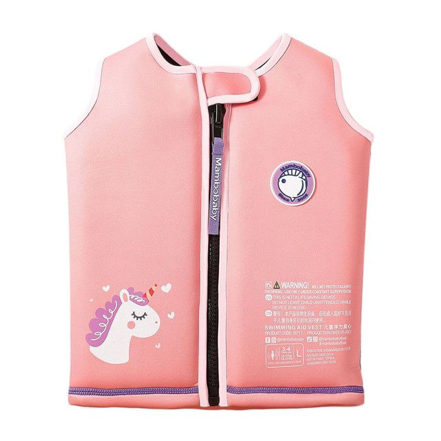 Chaleco salvavidas infantil Mambobaby no inflable con flotador desmontable rosado talla M 17 a 23 kg