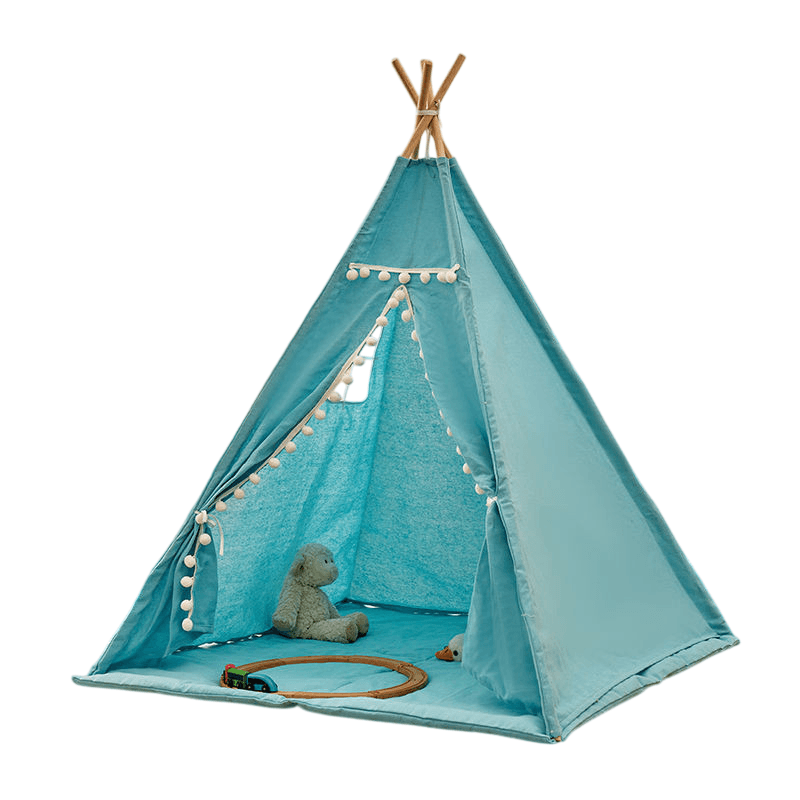 Tipi tienda de campaña con alfombra celeste 160 cm