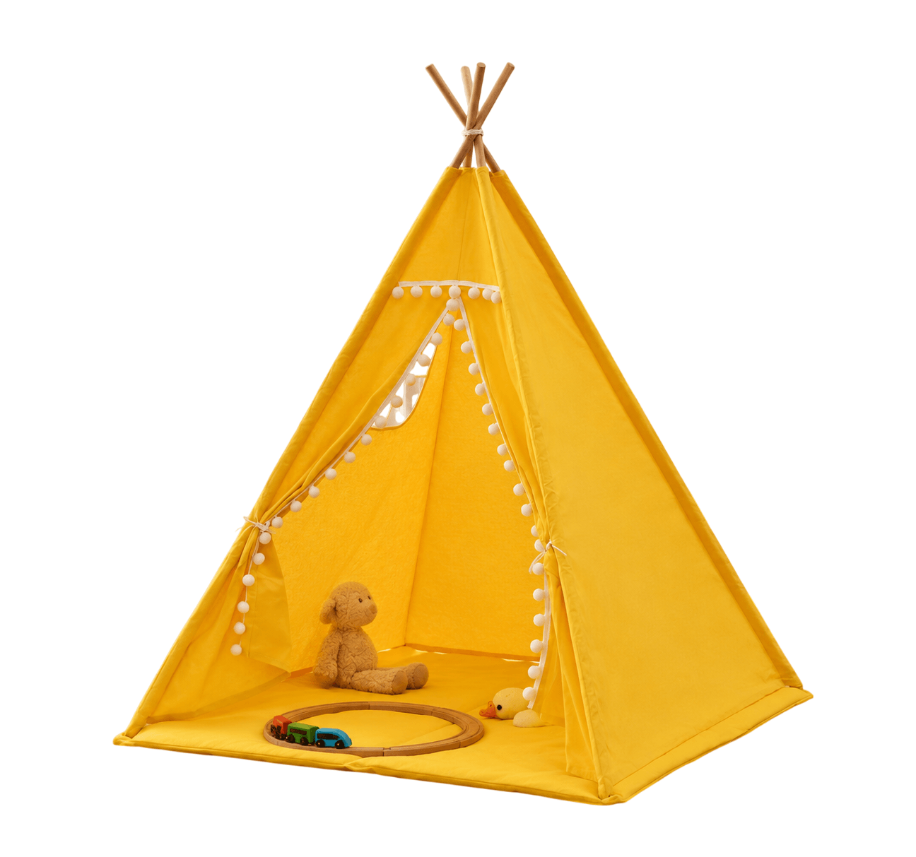 Tipi tienda de campaña con alfombra amarillo 160 cm