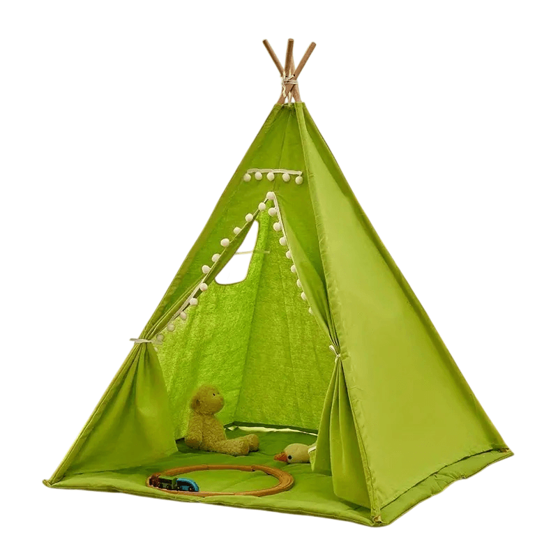 Tipi tienda de campaña con alfombra verde 180 cm