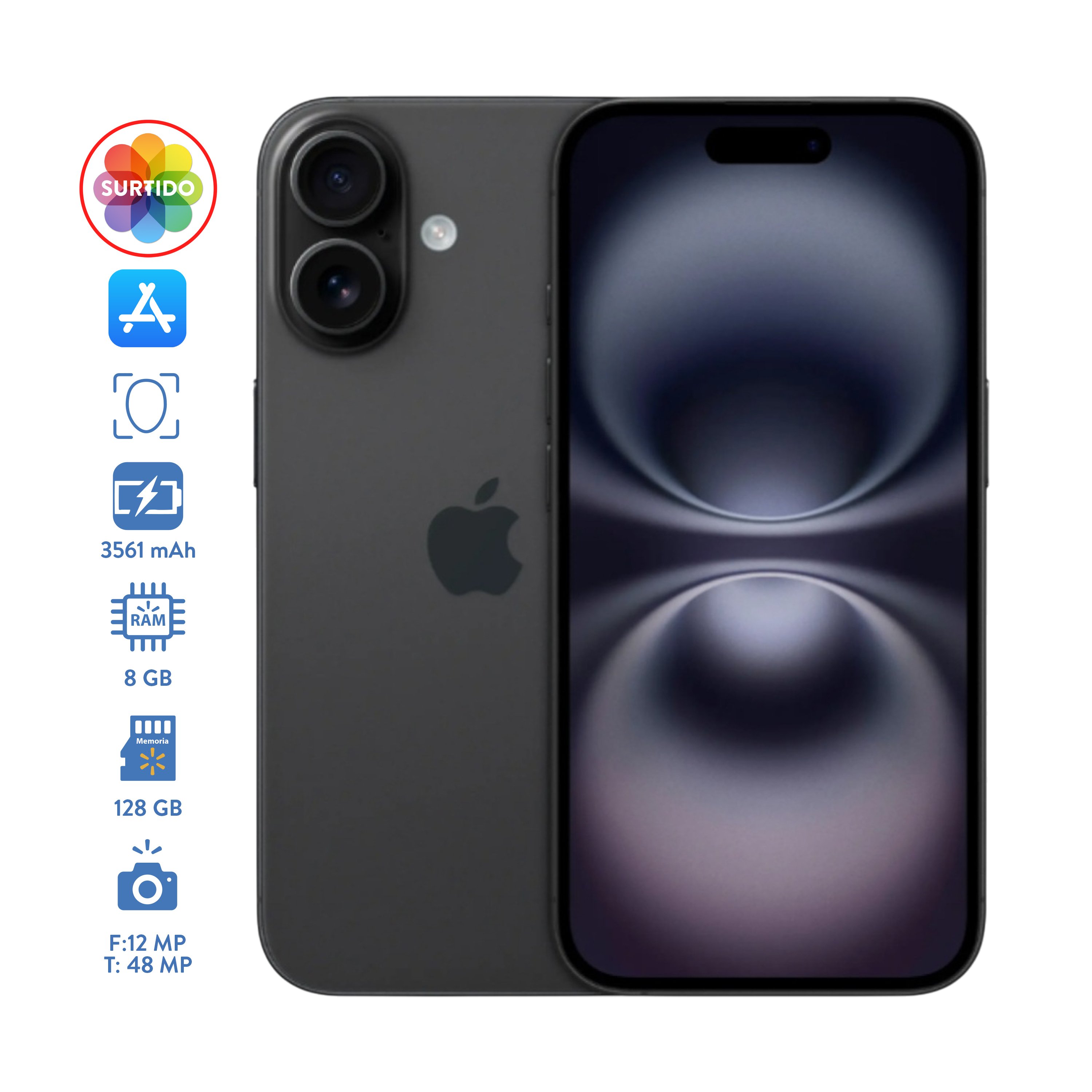 Celular Apple Iphone 16 8GB RAM 128GB Almacenamiento colores surtidos