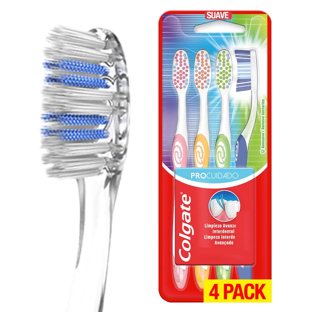Cepillo de Dientes Colgate Pro Cuidado - 4 Uds