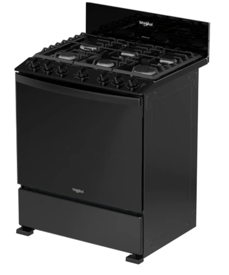 Cocina a Gas Whirlpool LWFR3400B 30 pulgadas , 6 quemadores, capelo de cristal temperado, parrillas de hierro fundido