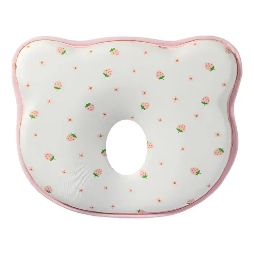 Almohada de espuma de memoria 3D diseño ergonómico para moldear la cabeza del bebé fresa