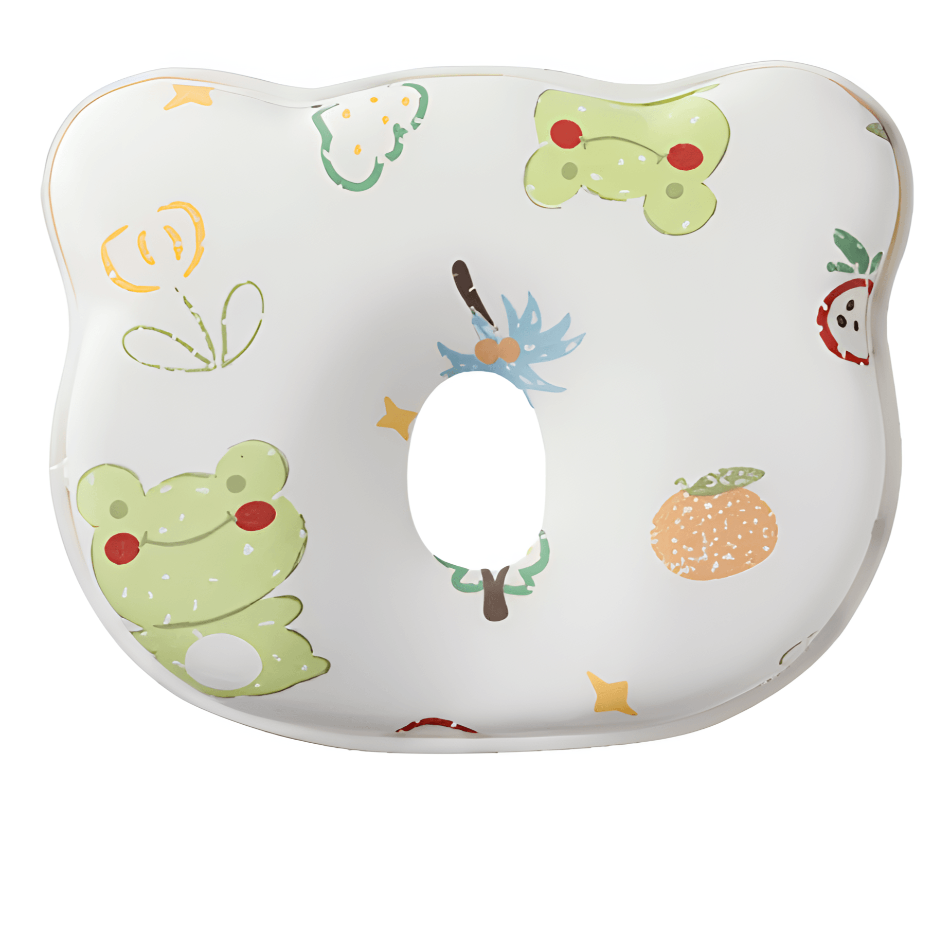 Almohada de espuma de memoria 3D diseño ergonómico para moldear la cabeza del bebé ranita