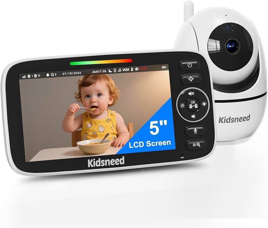 Monitor de bebé Kidsneed con cámara 720P sin WiFi pantalla de 5”