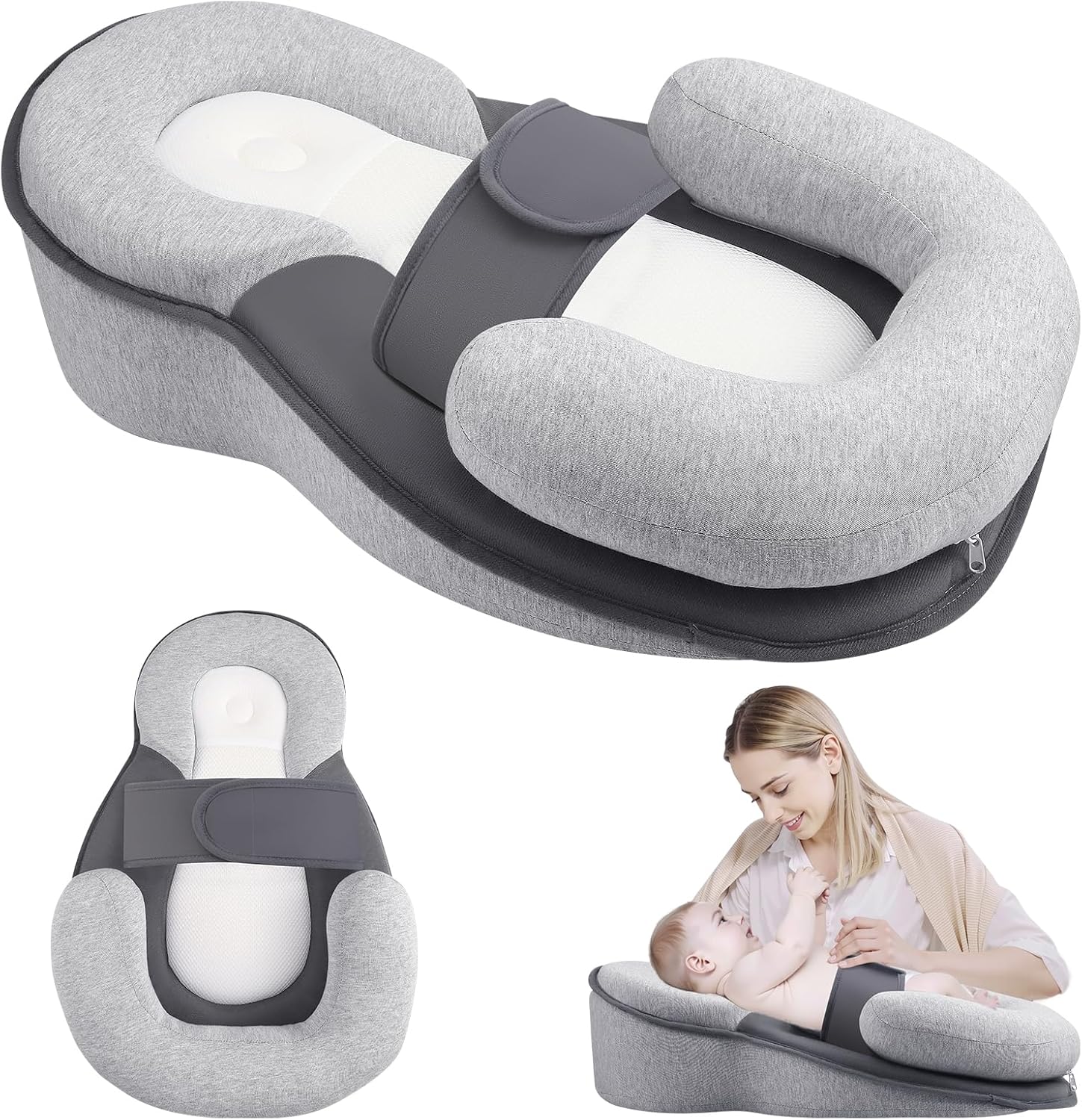 Cojín de lactancia para bebé con inclinación antirreflujo soporte ergonómico y cinturón de seguridad 0 a 12 meses 1 pza
