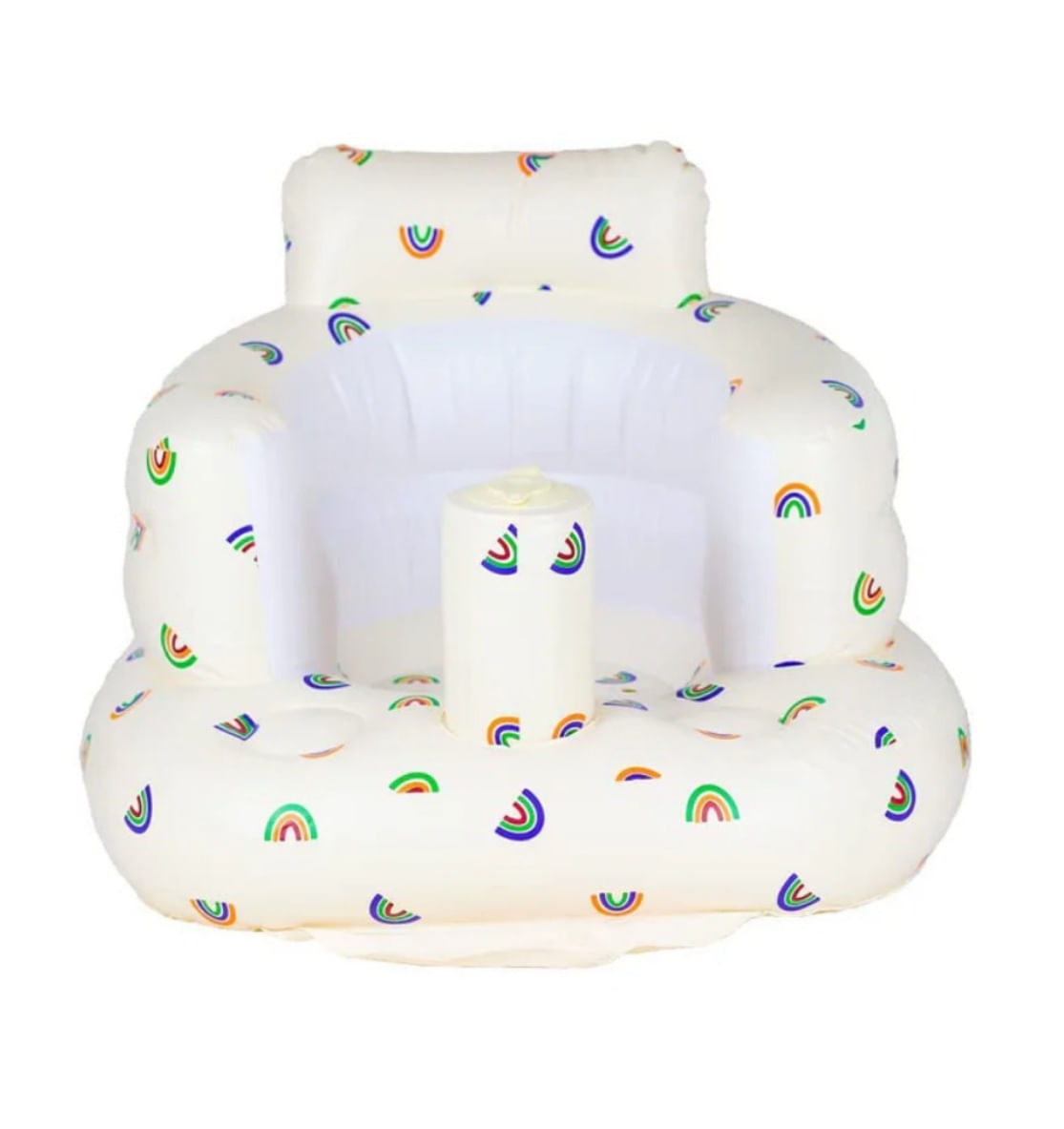 Silla inflable para bebés de 3 a 36 meses con bomba de aire incorporada respaldo y diseño arcoíris