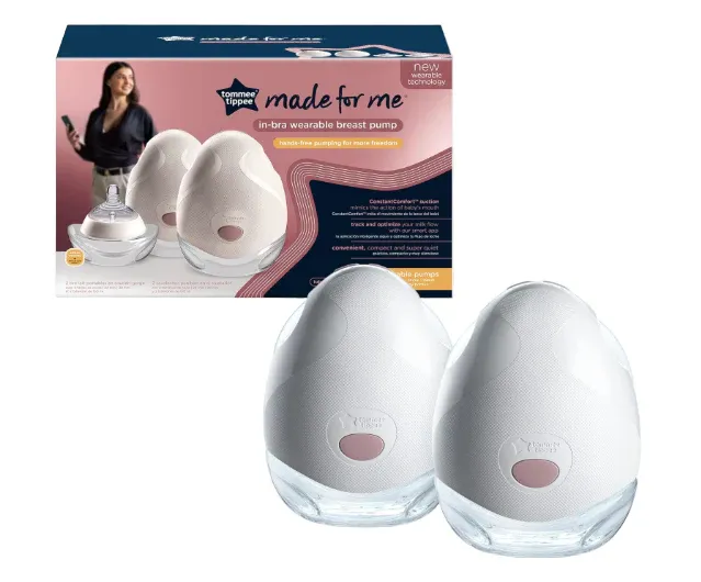 Extractor de leche eléctrico doble portátil Tommee Tippee Made for Me manos libres silencioso con app y batería