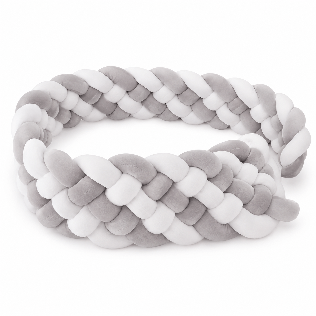 Protector trenzado para cuna de 4 metros suave y seguro diseño de 6 hilos color gris