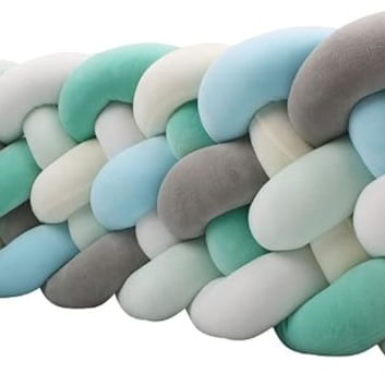 Protector trenzado para cuna de 4 metros suave y seguro diseño de 6 hilos color celeste