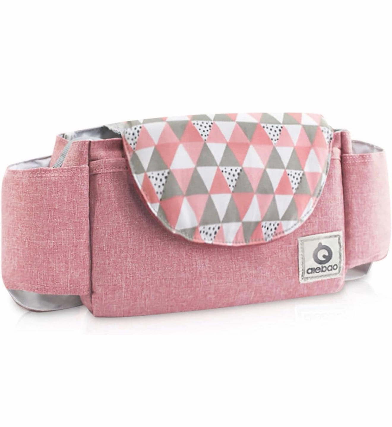 Bolsa organizadora para cochecito de bebé Aiebao con portavasos uso como bolso de mano hasta 9 kg color rosa estampado
