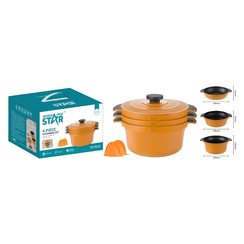 Set de Ollas Winning Star St-5216 Aluminio 4 Piezas Naranja