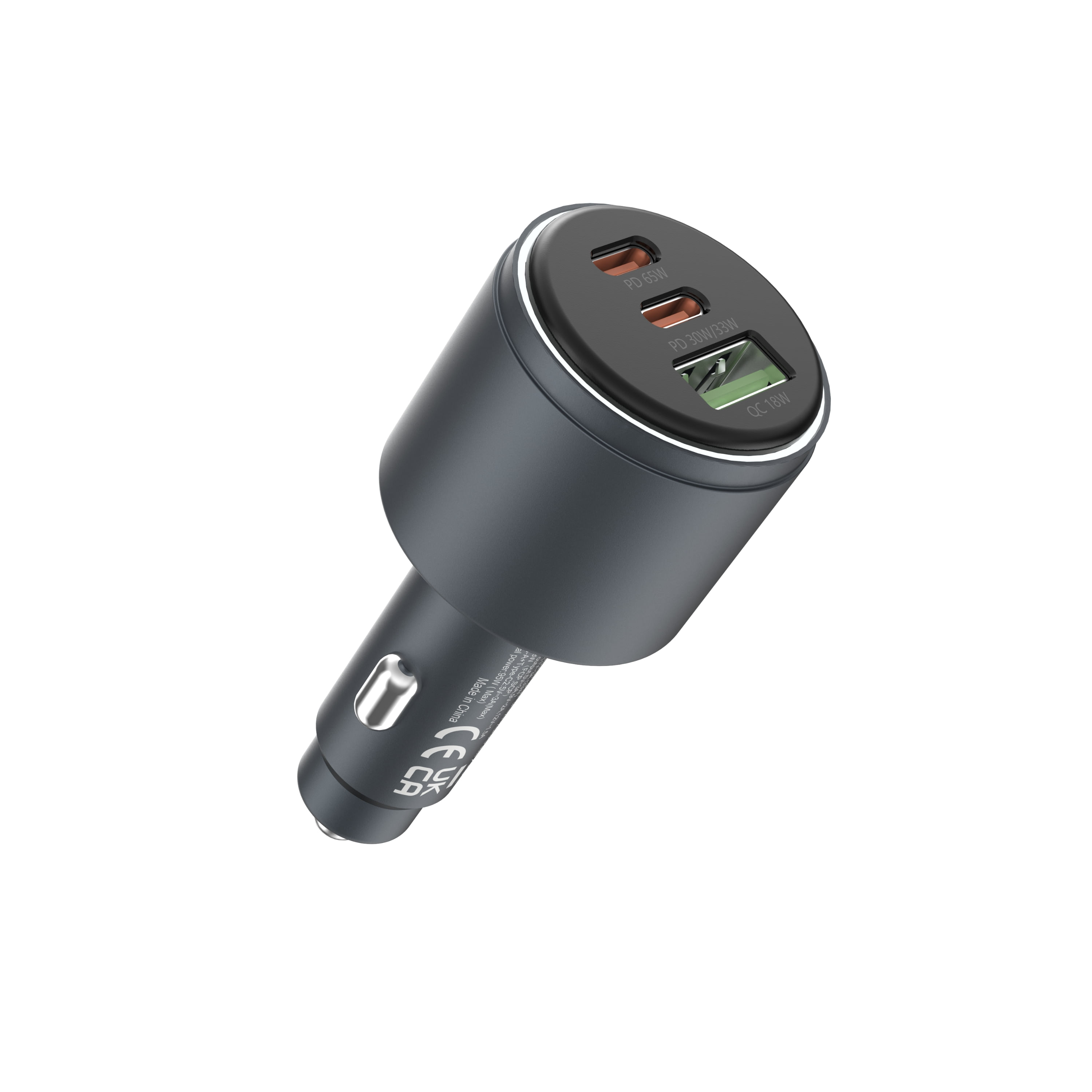Cargador de carga rapida carro Devia metálico 116W carga rápida con 2 USB-C y 1 USB-A