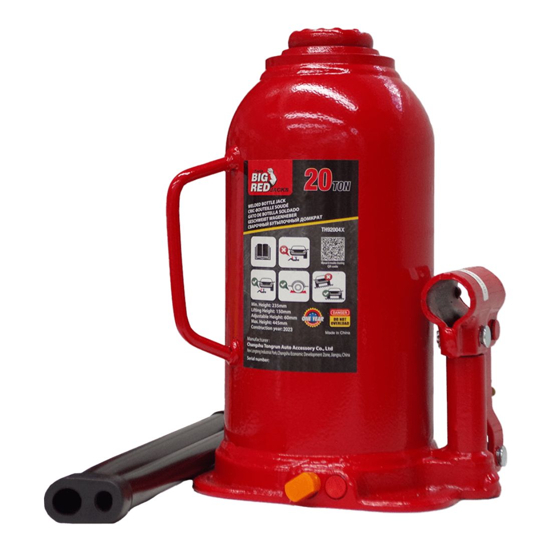 Gata hidráulica de botella 20 ton altura mínima TORIN 235 mm levante 150mm ajuste 60mm