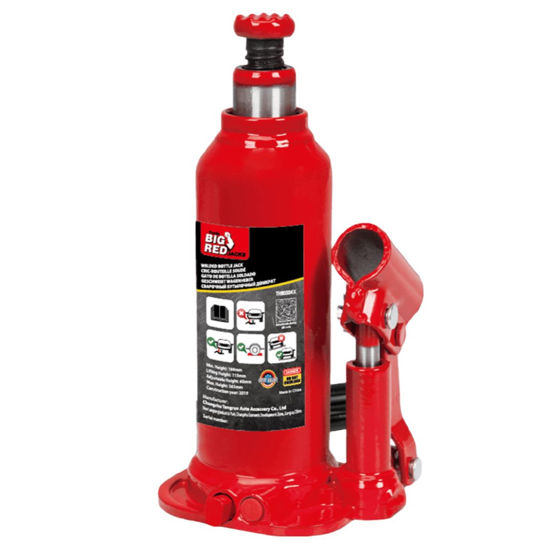 Gata hidráulica botella 2 ton altura mínima 178mm TORIN levante 112mm ajuste 48mm