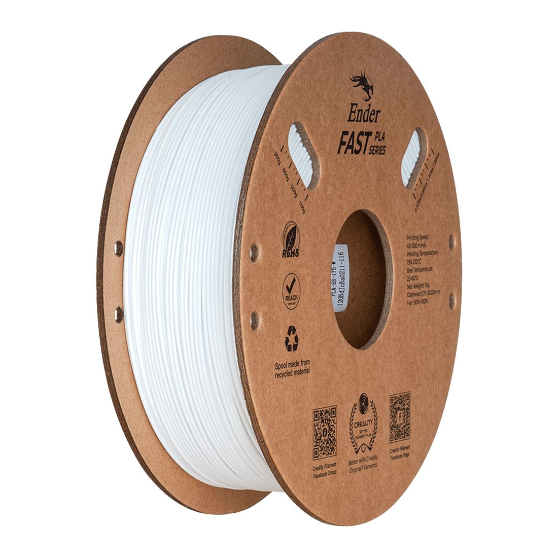 Filamento para impresora 3d color blanco 1.75mm 1kg Creality ender fast pla / 3301010397