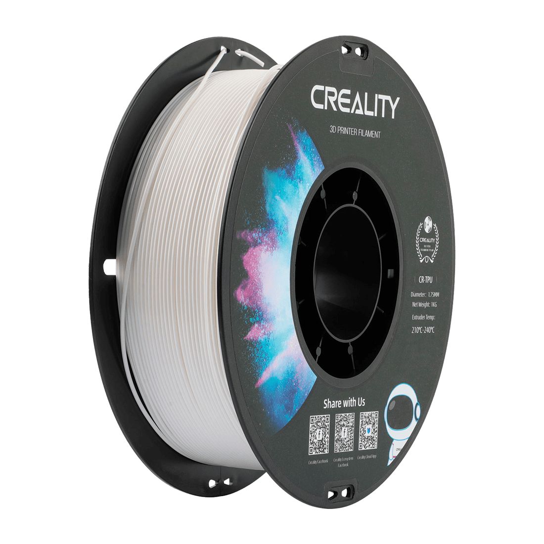 Filamento para impresora 3d color blanco 1.75mm 1kg Creality cr-tpu / 3301040033