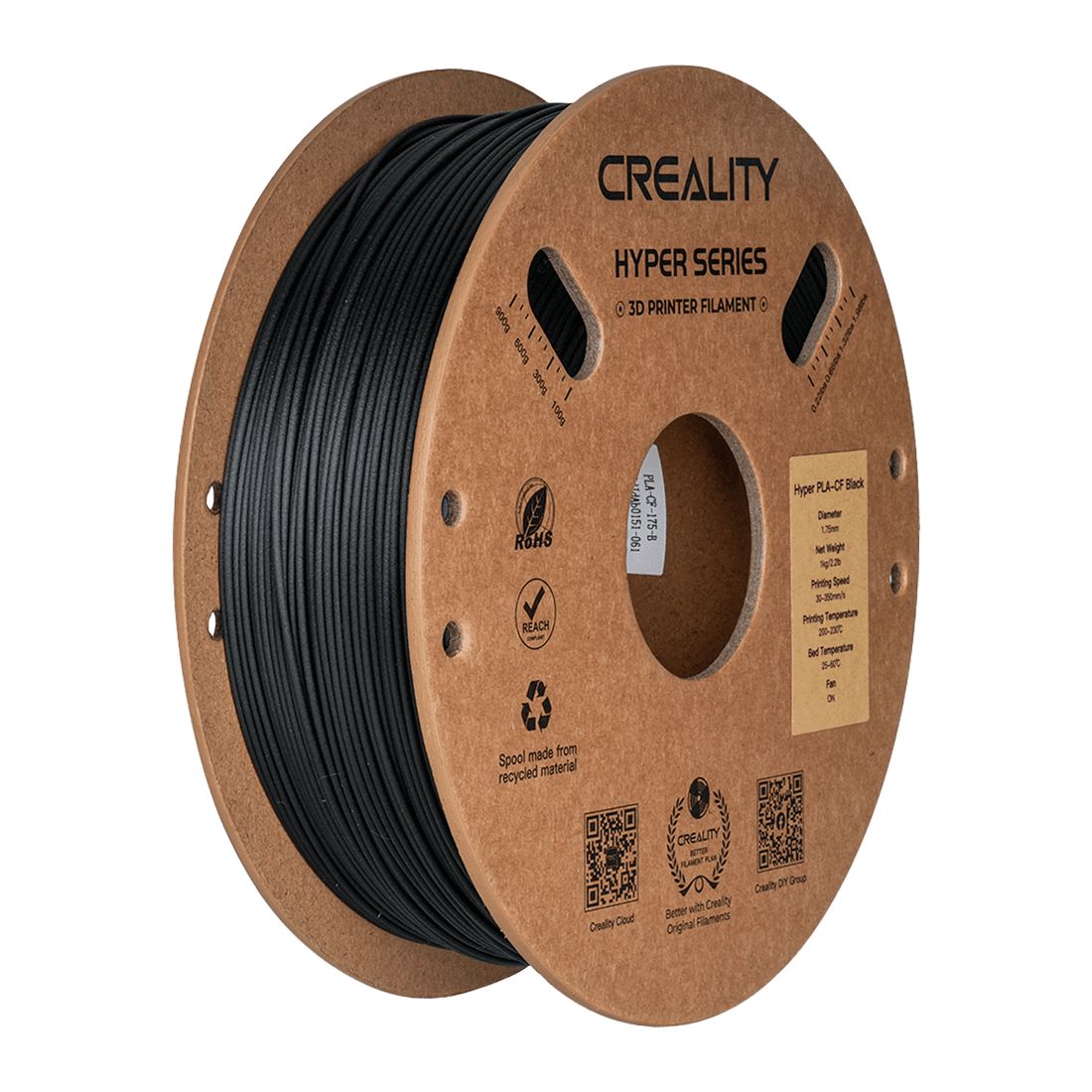 Filamento para impresora 3d color negro 1.75mm 1kg Creality hyper pla-cf / 3301060015