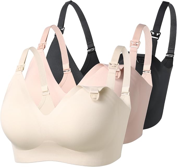 Sujetador de lactancia YN21 Momcozy paquete de 3 negro beige crema talla XL