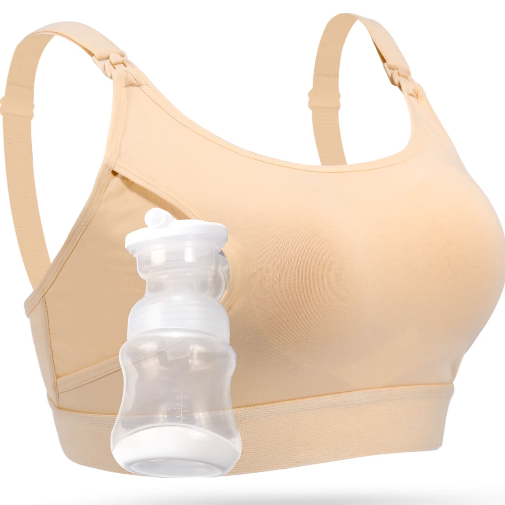 Sujetador de lactancia y extracción 2 en 1 Momcozy manos libres talla L beige