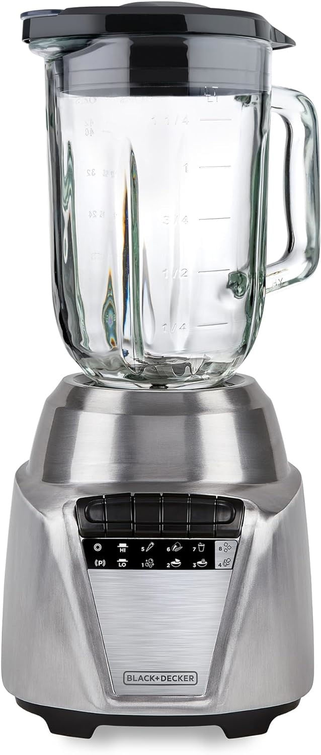 Licuadora Black + Decker acero inoxidable 700W 8 vel vidrio - 1.25 L