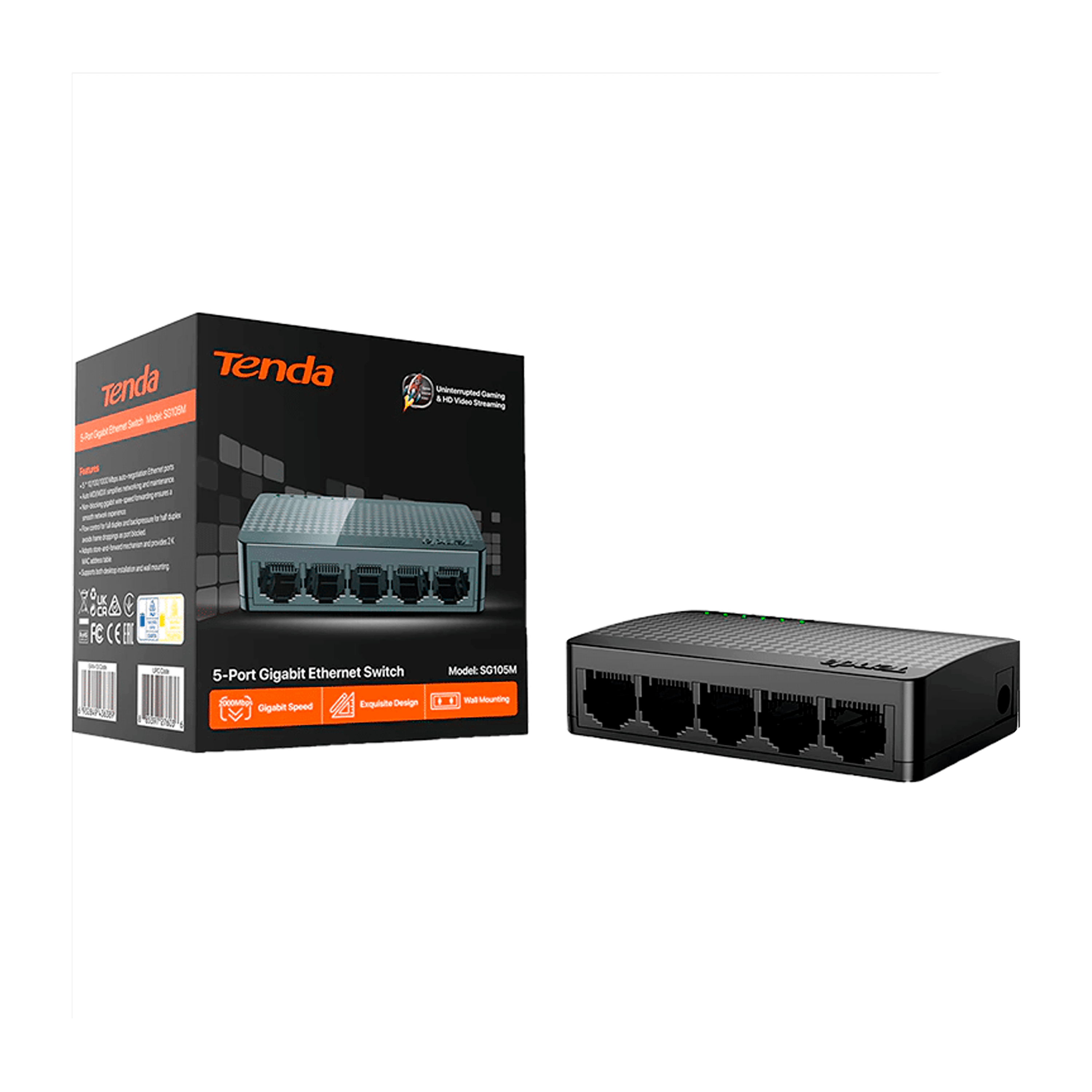 Switch TENDA de 5 puertos Gigabit Ethernet 10/100/1000 Mbps
