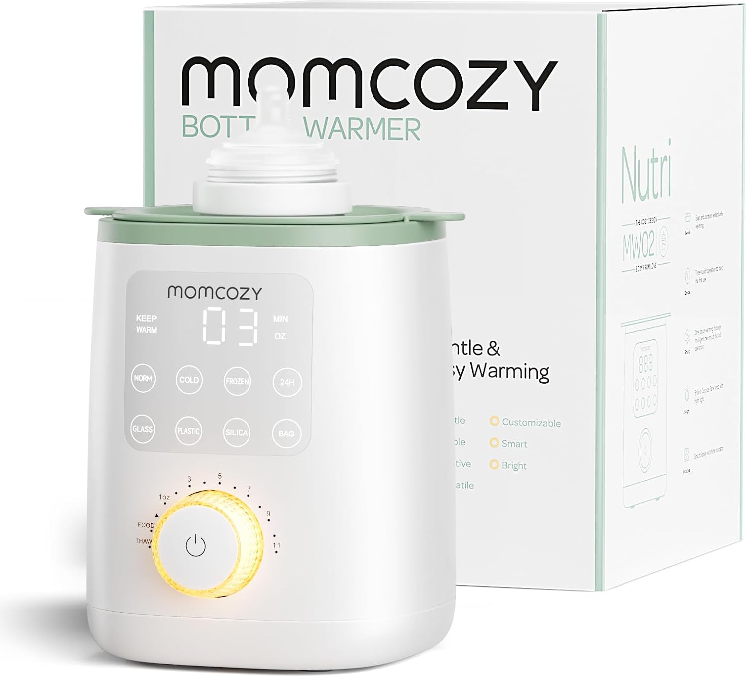 Calentador de biberones para leche materna y fórmula Momcozy con calentamiento rápido luz nocturna y control de un toque