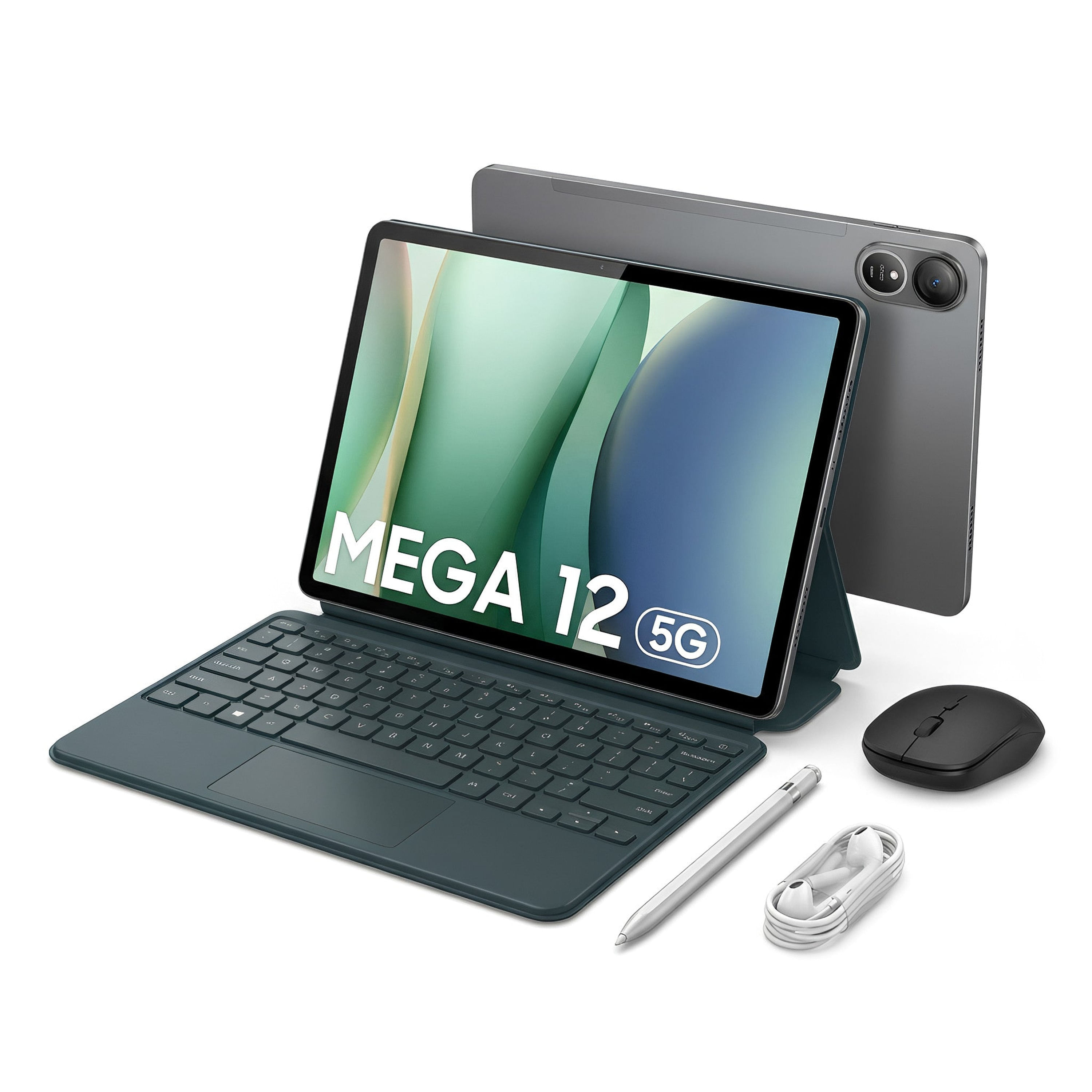 Tablet Blackview MEGA 12 5G con funda teclado lápiz y audífonos
