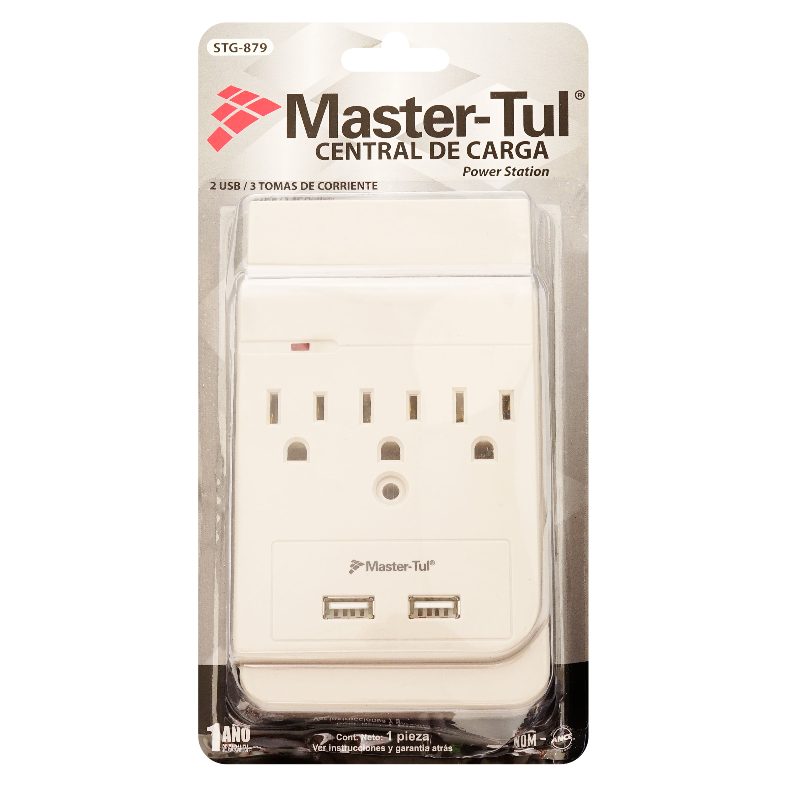 Central Carga 3 Ac 2Usb