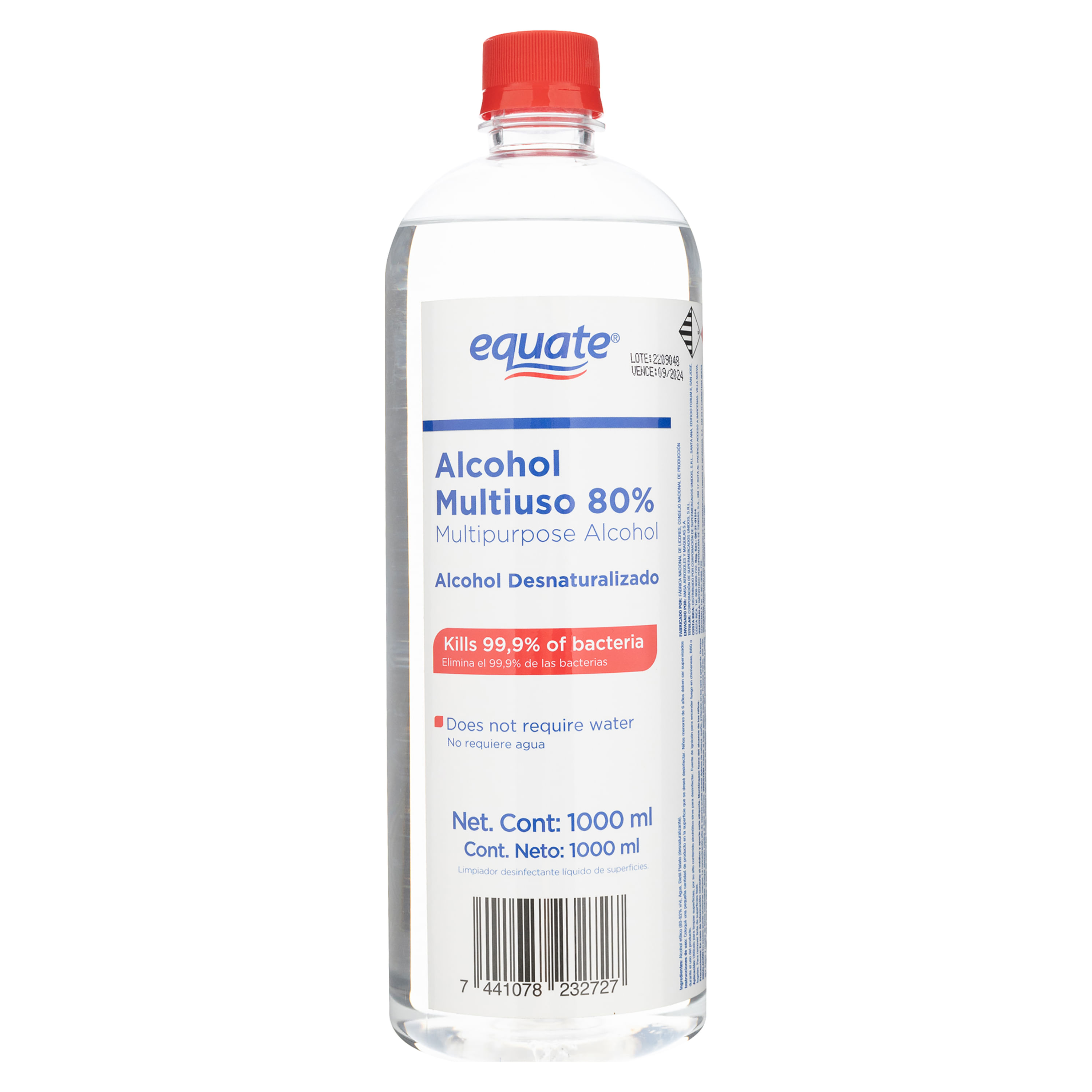 Alcohol Equate Multiusos al 80% -1000ml